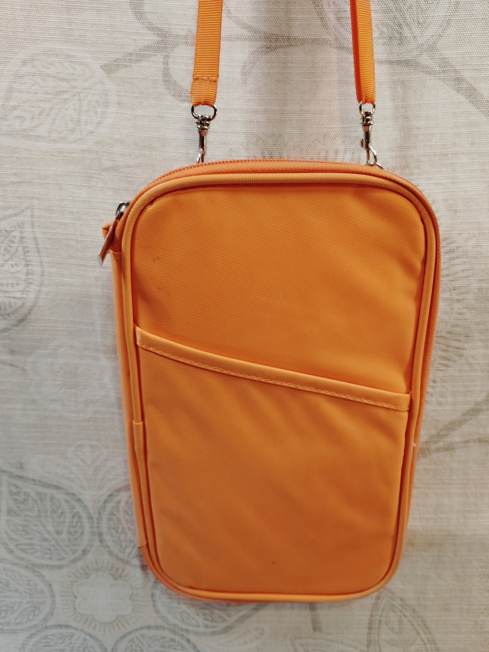 Passport /Travel Document Organizer- Lightweight  Orange  Crossbody